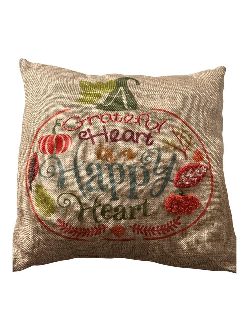 Autumn 'Grateful Heart' Decorative Throw Pillow - Neutral